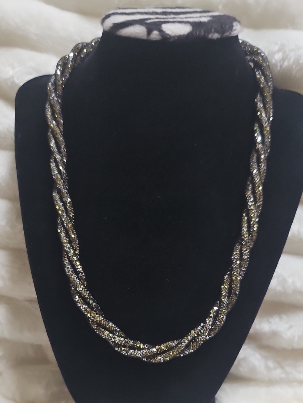 Source Unknown Gold and Silver Twisted Bead Rope Necklace